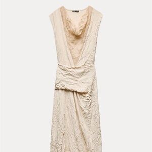 Zara Cream Backless Dress small beige